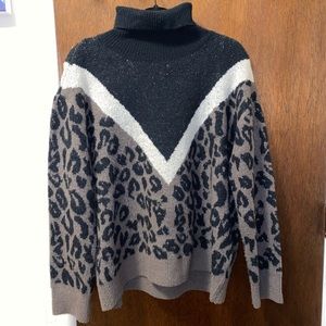 Allison New York Leopard-Print Turtleneck Sweater
